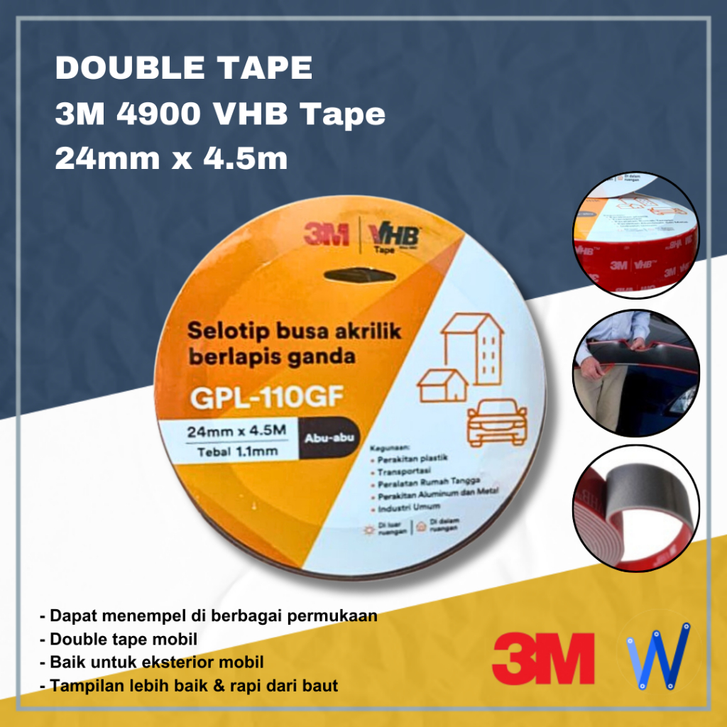 

Isolasi Double Tape 3M VHB 4900 Double Tape [24mm x 4.5m] Solasi Double Tape