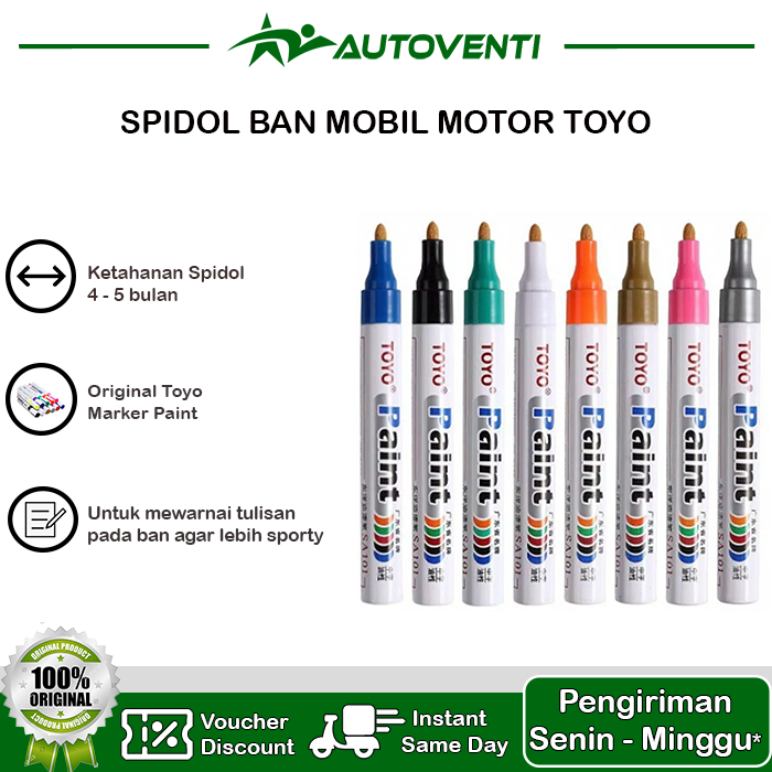 

SPIDOL TOYO TULIS BAN MOBIL MOTOR TOYO MARKER PAINT ORI WARNA ORANGE