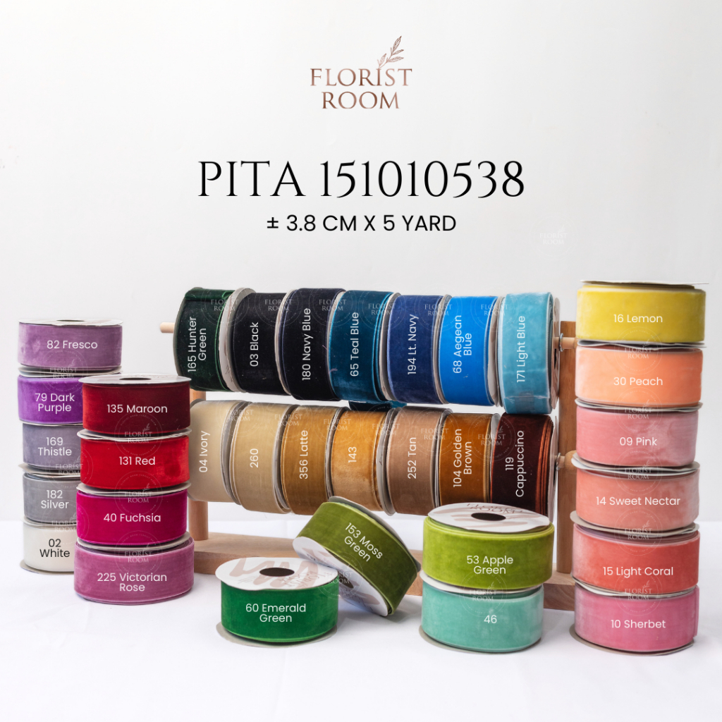 

HANYA PITA BELUM DIBENTUK - Pita 151010538 ±3.8cm x 5yard - Velvet Ribbon - Beludru