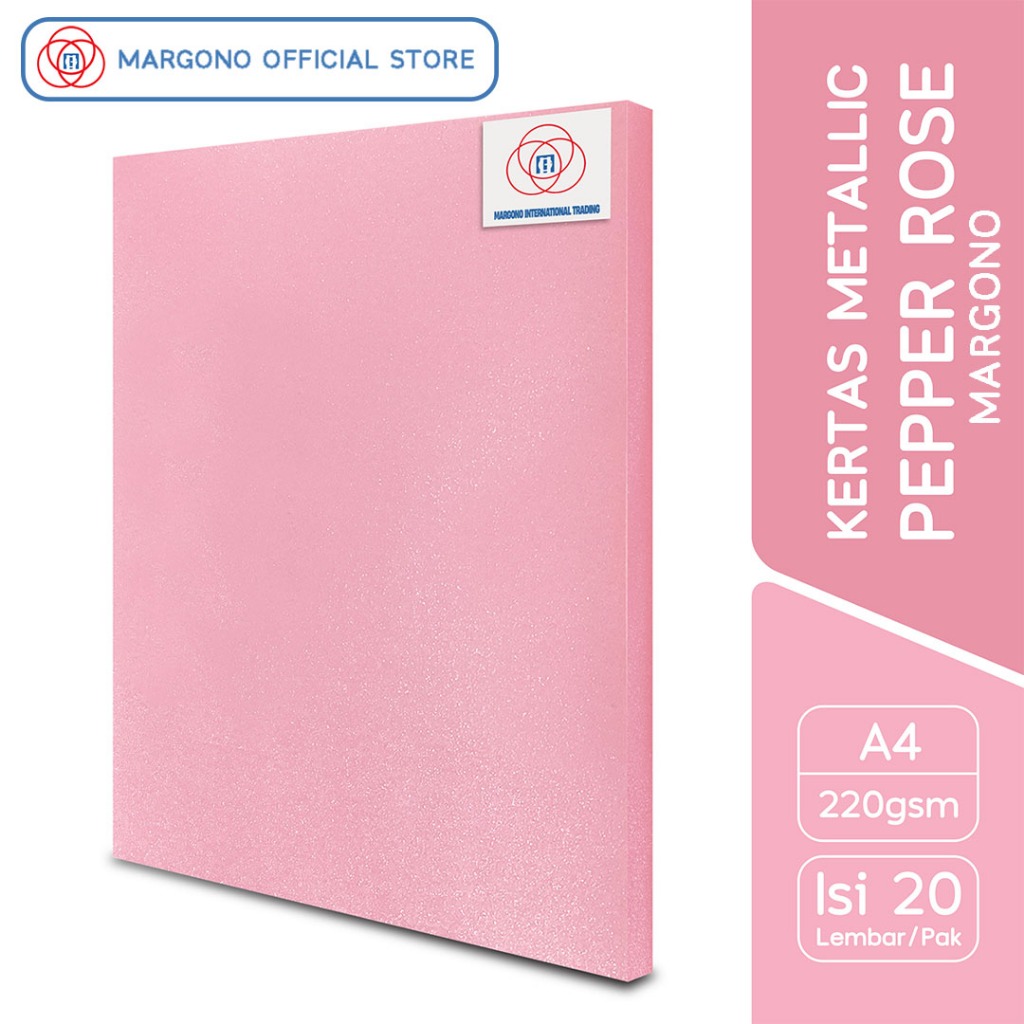 

Margono Kertas Warna A4 Pepper Rose Pink Glitter 220 gsm - 20 Lembar