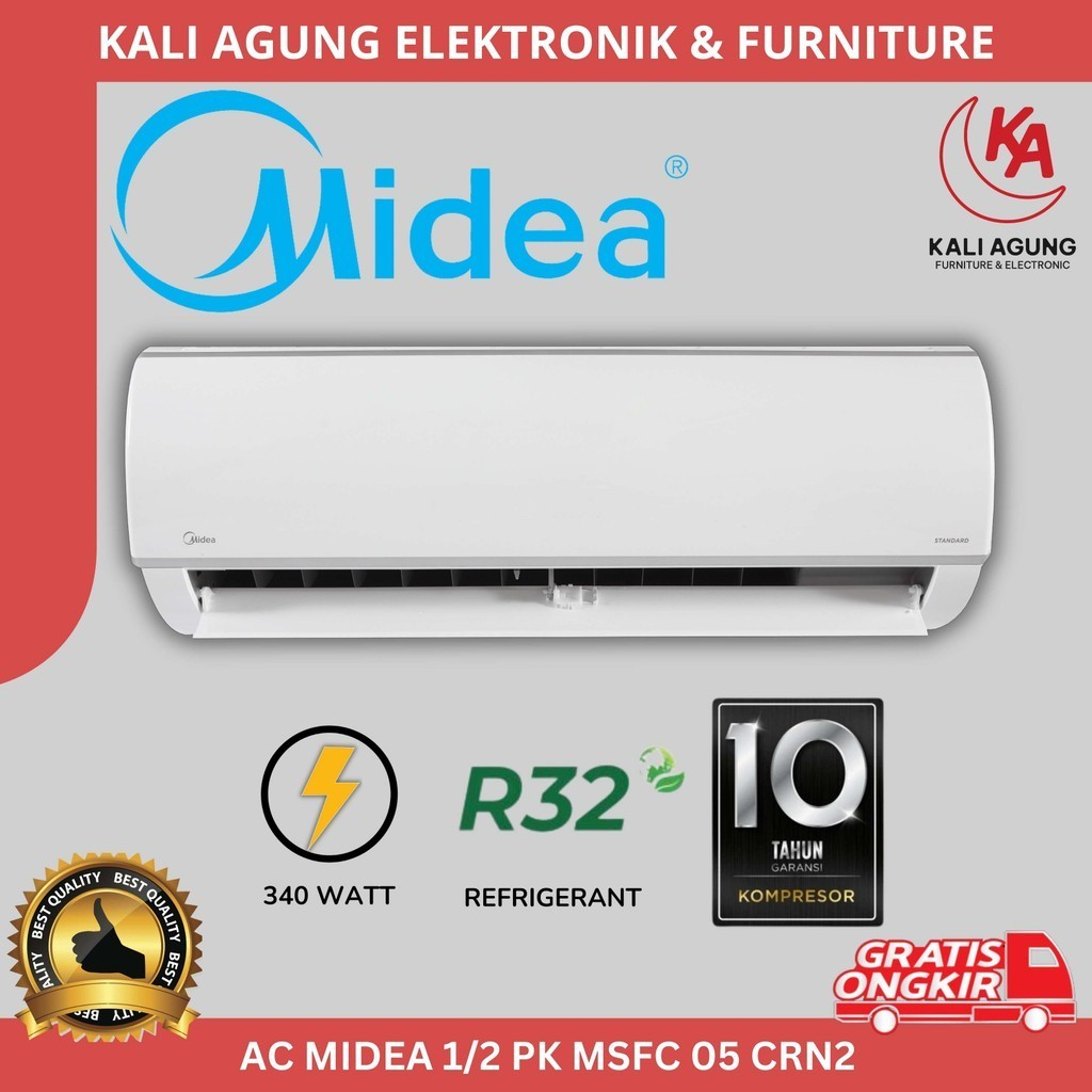AC MIDEA 1/2 PK - MSFC 05 CRN2 + PEMASANGAN - GRATIS PENGIRIMAN SERANG KOTA