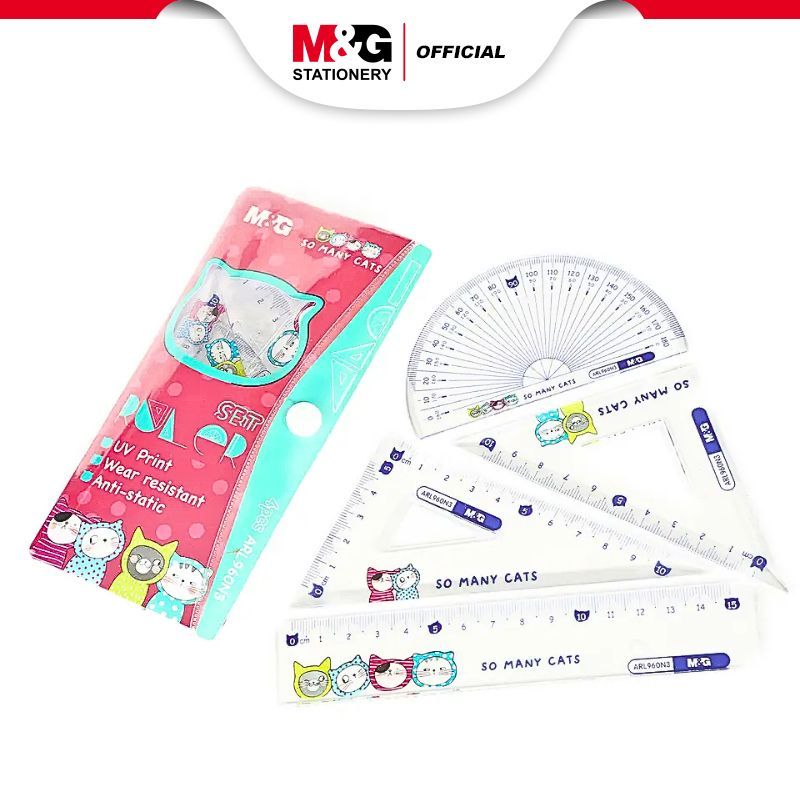

M&G Penggaris gambar karakter kucing Plastik PS Ruler Set 4pcs