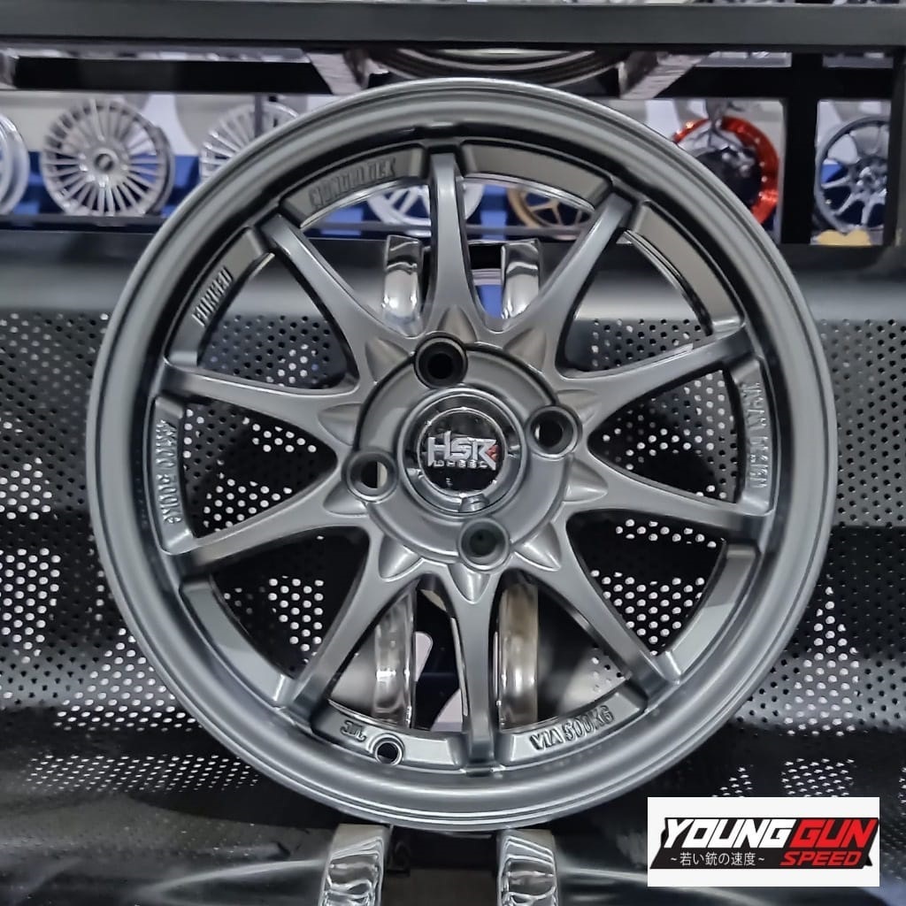 pelek mobil brio agya calya sigra ring 14 velg racing r14 hsr hiroshima grey