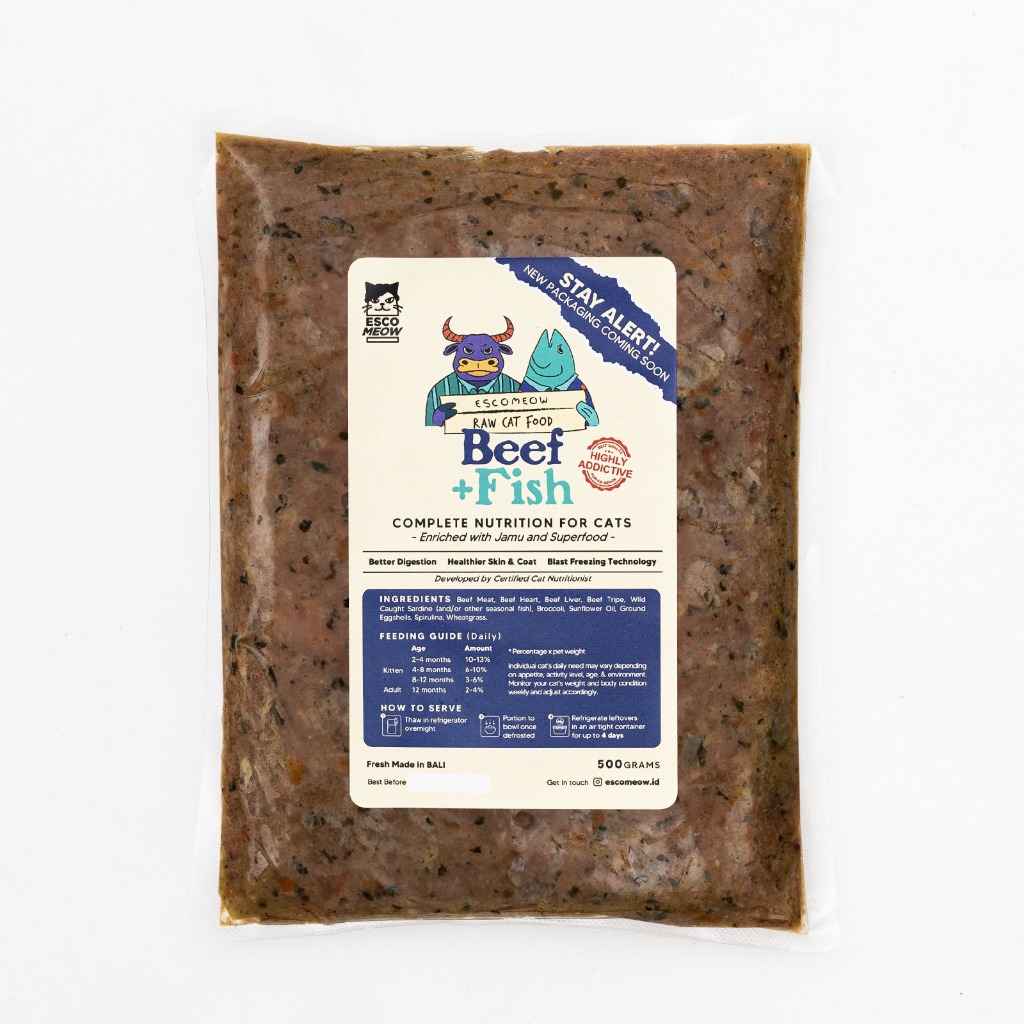 ESCOMEOW Beef Fish Raw Cat Food Makanan Kucing (Sapi Ikan)