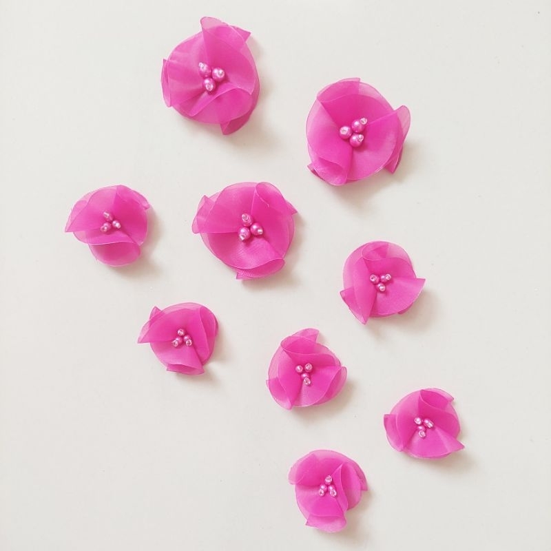 Poppy Organza Flower / Aplikasi Bunga Organza 3D / Bunga Kebaya Brukat Selendang / Bunga Kain / Bung