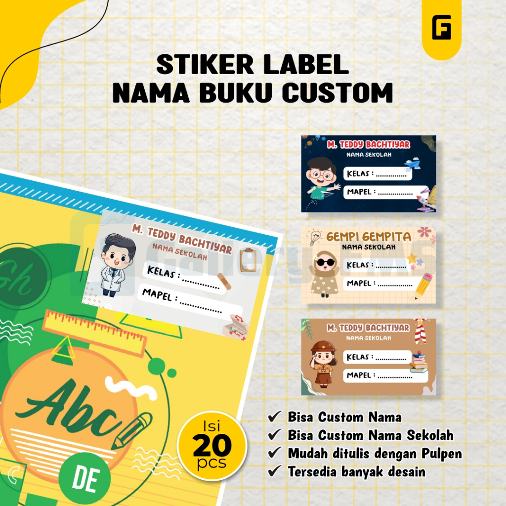 

Stiker Nama Buku Tulis Custom - Label Stiker Buku Pelajaran Custom