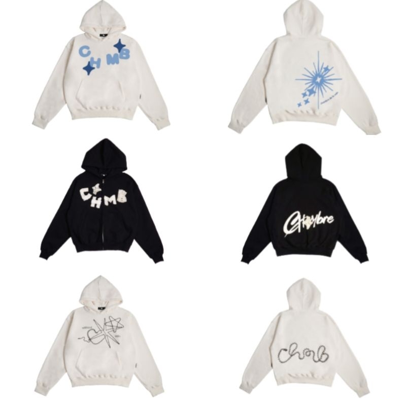 [OROGINAL 100%] CHMB BOXY HOODIE BEDS STARS BW // BASIC WHITE // BASIC BLACK // EYEZ BW // BALL CHAI