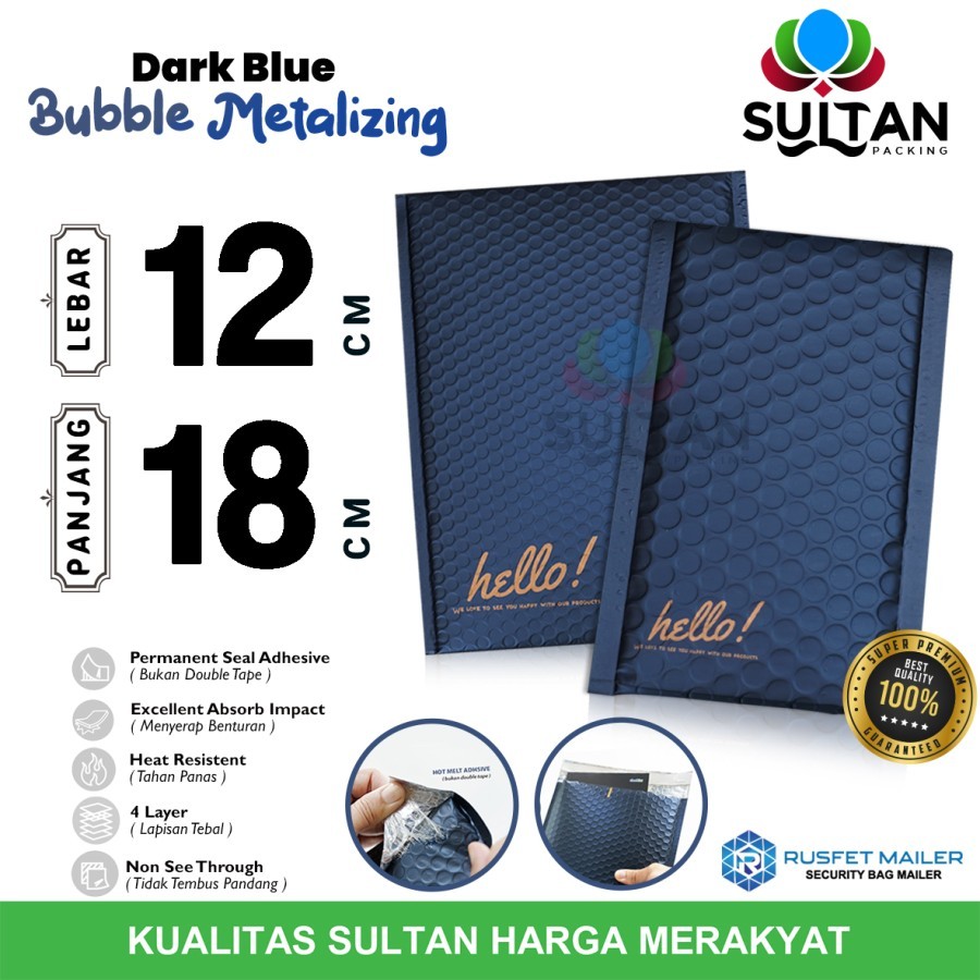 

AMPLOP BUBBLE MAILER DARK BLUE 12x18cm ENVELOPE WRAP RUFSET BIRU