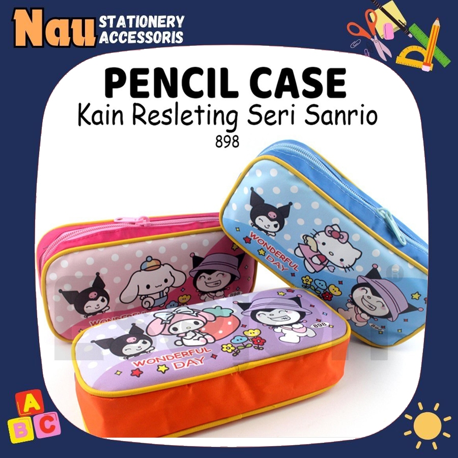 

TEMPAT PENSIL SERI SANRIO RESLETING / Kotak Pensil WONDERFUL DAY 898 /Tempat Pensil Resleting Sanrio