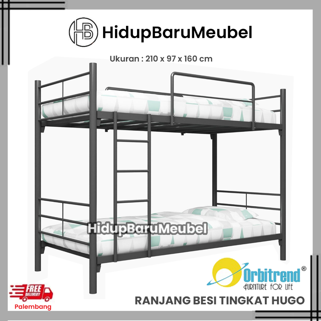 Ranjang Besi Tingkat Hugo by Orbitrend / bunk bed / tempat tidur anak tingkat / ranjang single tingk