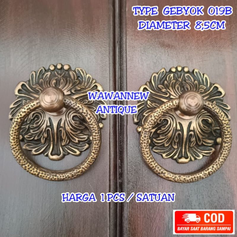 Handle Pintu / Tarikan Pintu Rumah Pagar Kuningan Antik Gebyok 019B 8,5 cm