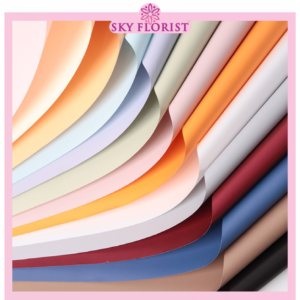

Kertas Buket Full Color Solid Polos Opp Flower Wrapping Cellophane Plain Soft Pastel Wrap KB6089