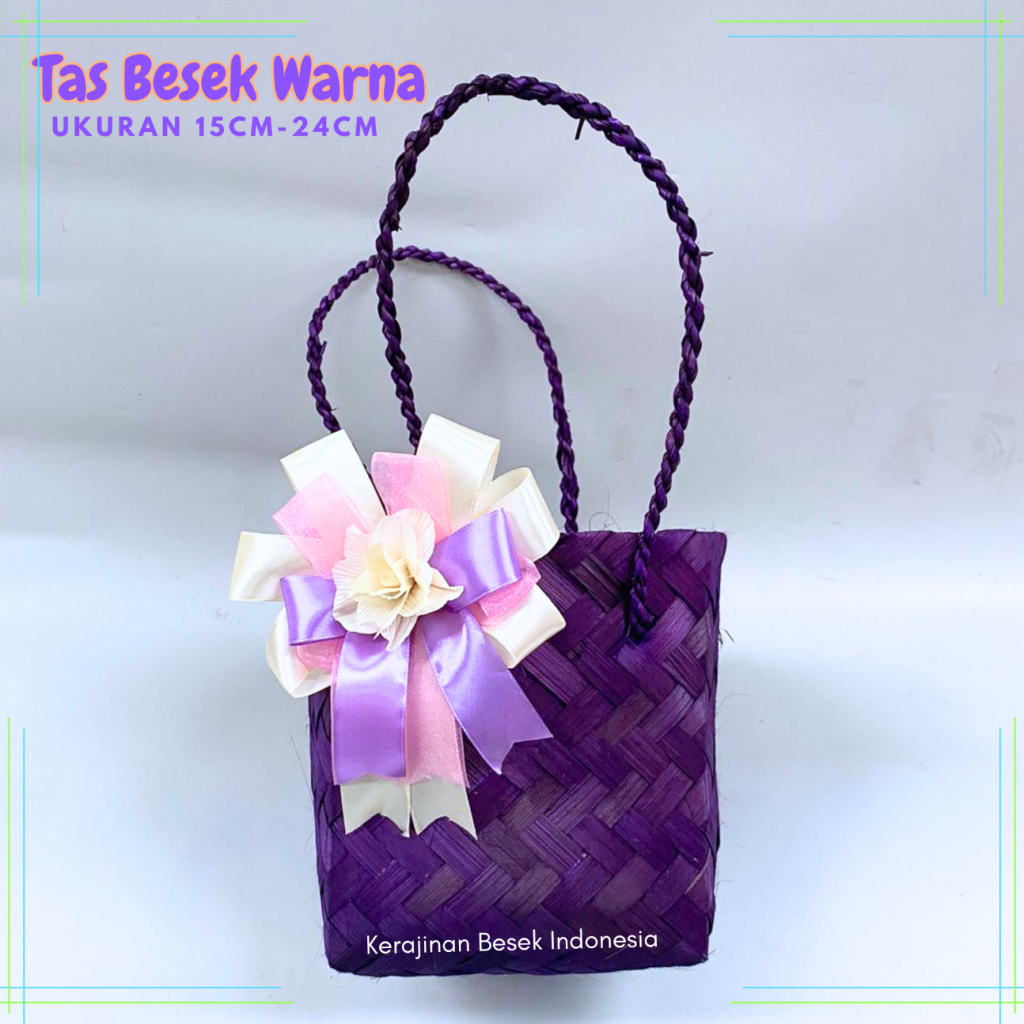 

TAS SOUVENIR STANDING HANDLE CUSTOM HIASAN 15cm - 24cm GOODIE BAG belanja ulang tahun hampers parsel lebaran natal imlek ( TAS BESEK WARNA )