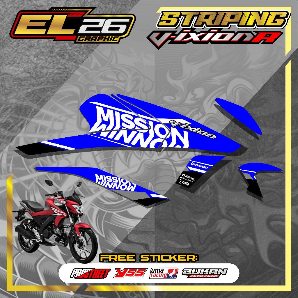 244 STRIPING STICKER YAMAHA VIXION R - STICKER YAMAHA VIXION R MOTIF RACING