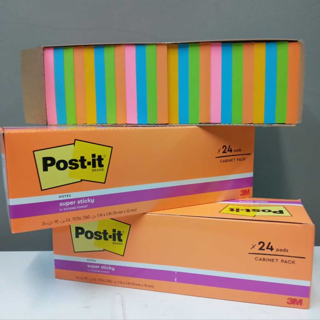 

Promo 3M Post It Super Sticky Notes 654-24SSAU 1 box isi 24 pad