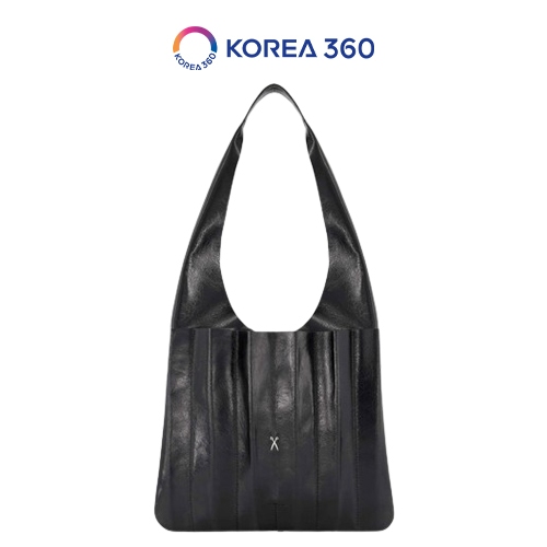 JOSEPH AND STACEY LUCKY PLEATS SHOULDER BAG - GLOSSY BLACK