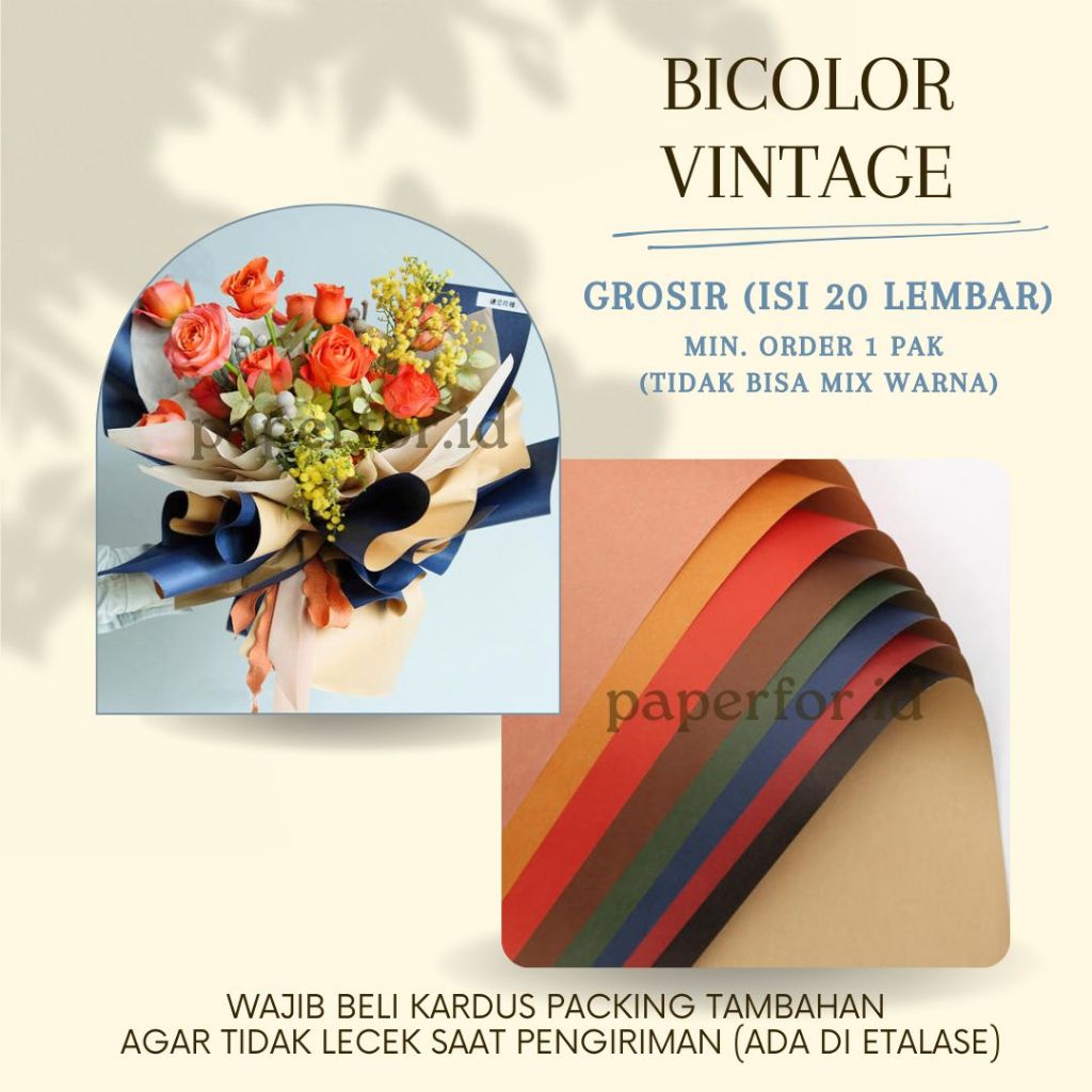 

GROSIR Kertas Buket Bunga Florist BICOLOR VINTAGE isi 20 lembar