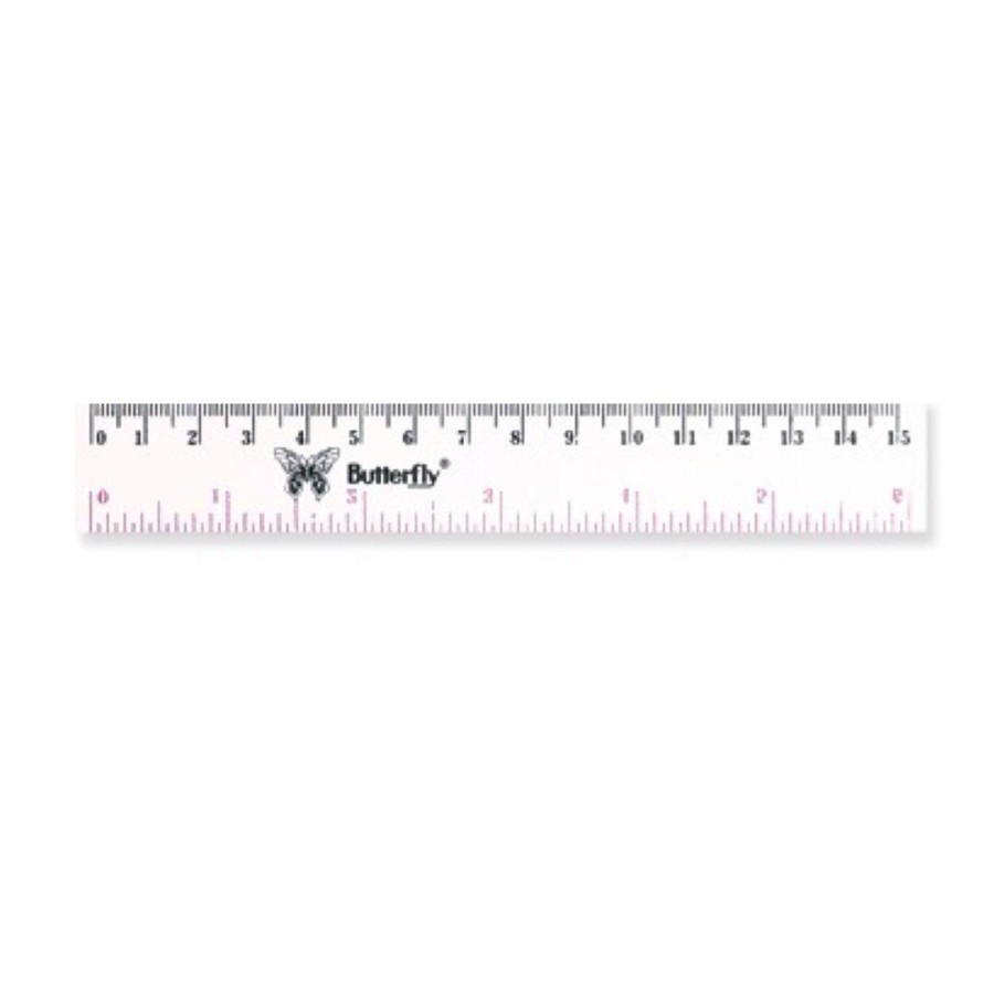 

Penggaris 15cm Penggaris Butterfly Plastik Plastic Acrylic Ruler Mistar Pengaris 15 cm ATK1477B