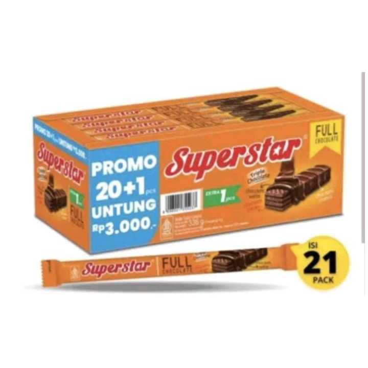 

SUPERSTAR WAFER TRIPLE CHOCOLATE 1 KOTAK ISI 20 pc