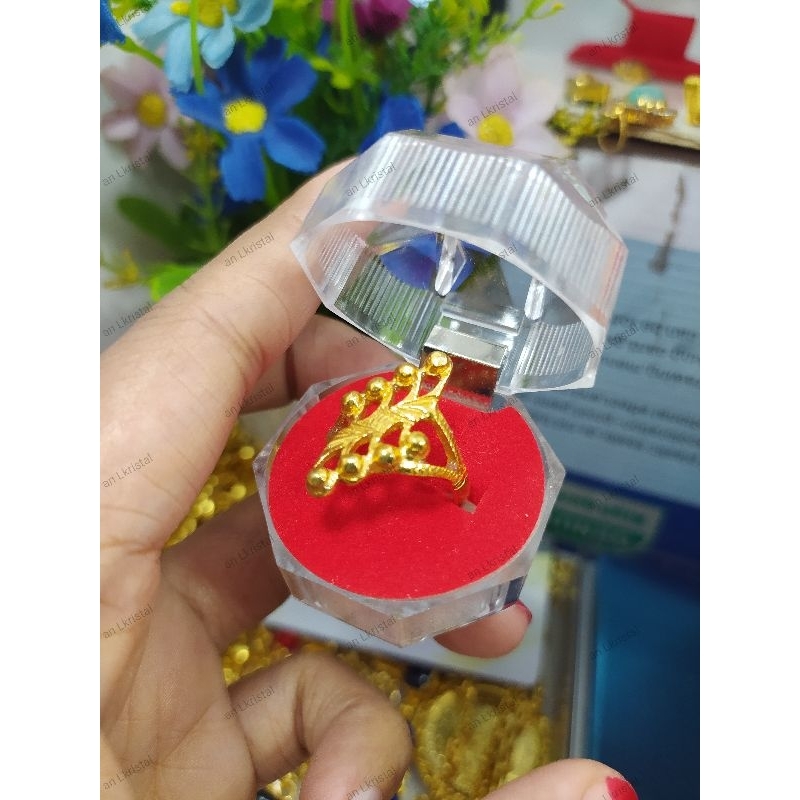 cincin lapis kristal motif titik 3 lapis KRISTAL