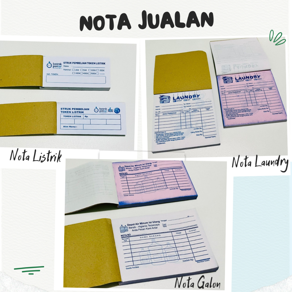 

NOTA DEPO AIR MINUM / NOTA LAUNDRY / STRUK PEMBELIAN TOKEN LISTRIK