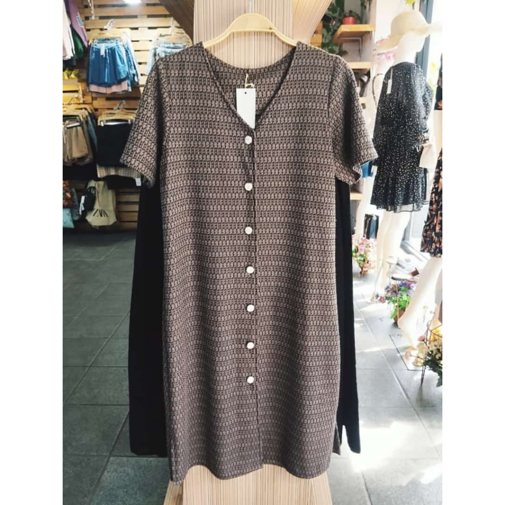 Dress Rajut Wanita Kancing Depan