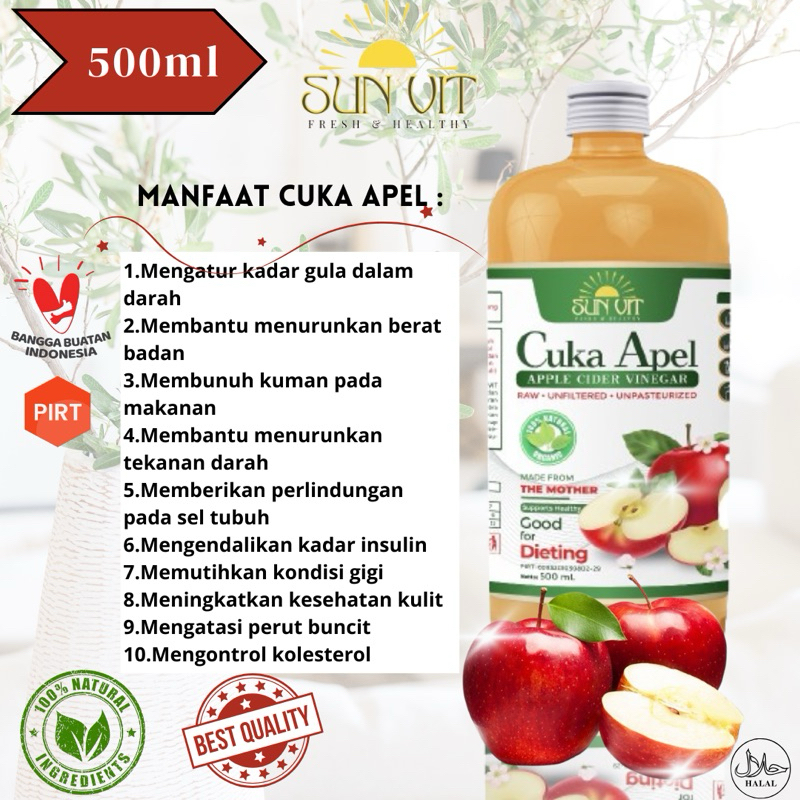 

RB22 500ml Cuka Apel With The Mother Pure Apple Cider Vinegar Pelangsing Detox Penurun Berat Badan