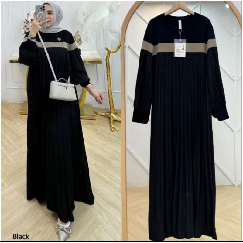 GAMIS NAUMI DRESS PLISKET MIX KAOS IMPORT PREMIUM ORI ZARA