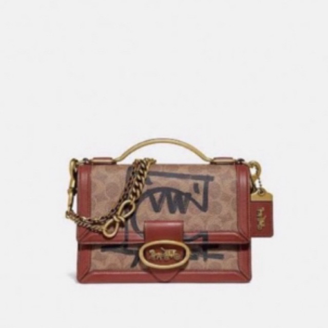 Coach riley top handle signature tan crossbody