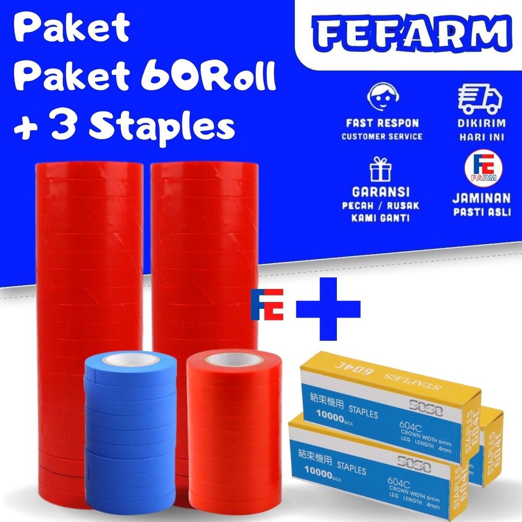 

SPECIAL PROMO Pita Tapetool Paket 6 Roll 1 Kotak Staples FEFARM