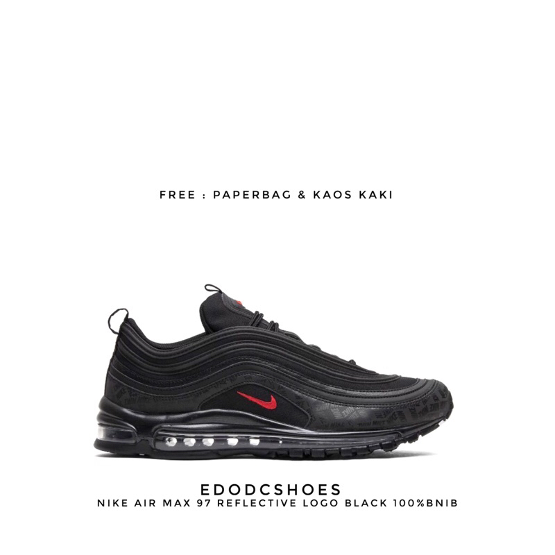 Sepatu Nke Air Max 97 Reflective Logo Black 100%Bnib