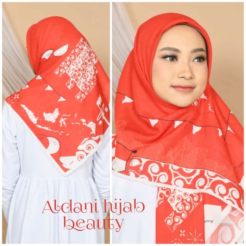 jilbab merah putih agustusan Jilbab Motif Merah Putih Segi Empat  instan merah putih jilbab kemerdek
