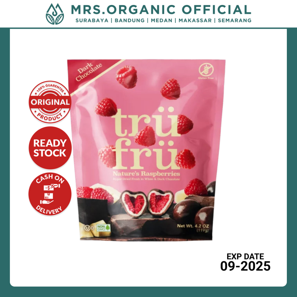 

Cemilan Buah Raspberry Lapis Krim Coklat Hitam Snack Cokelat Trufru Dark Chocolate Raspberries 119 gr