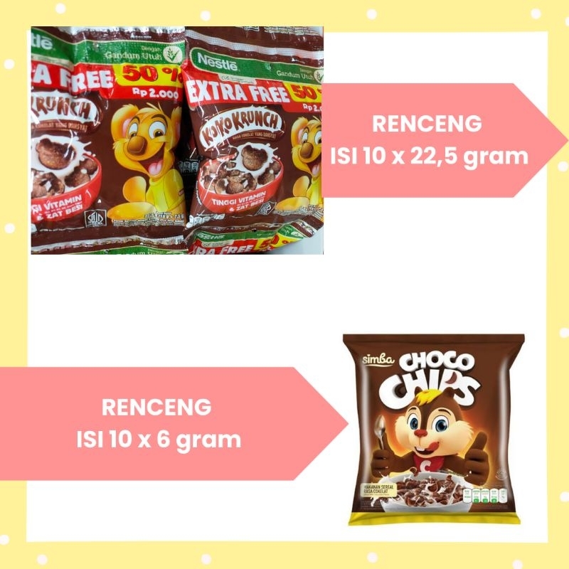 

Sereal Simba Choco Chips, Koko Krunch Renceng Isi 10 dan Box 300gr