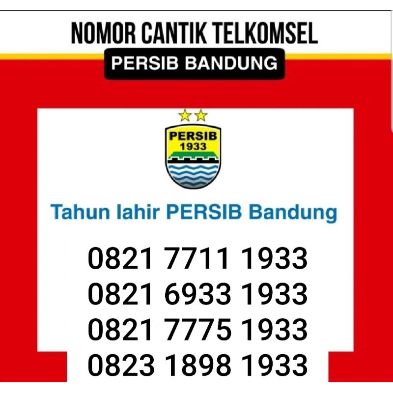 NO CANTIK TELKOMSEL SERI TAHUN 1933 PERSIB BANDUNG