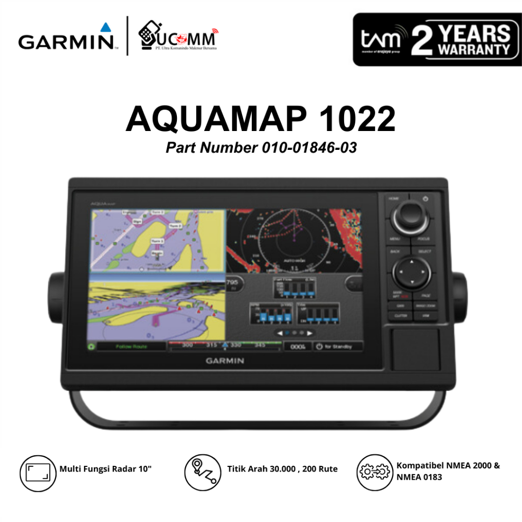 Garmin Aquamap 1022 GPSMAP Navigasi Radar Kapal Multi Fungsi Original