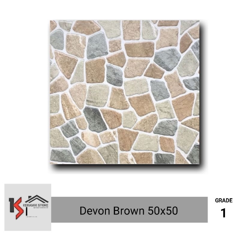 KERAMIK TERAS 50X50 MOTIF BATU TIMBUL KASAR