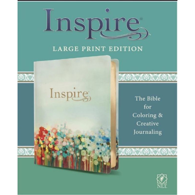 Inspire Bible Large Print NLT (LeatherLike, Floral Fields with Gold): The Bible for Coloring & Creat
