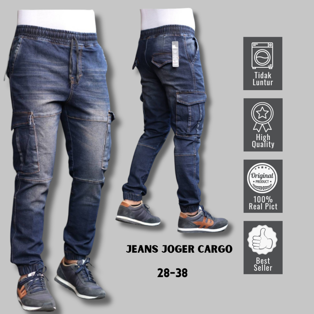 CELANA JOGGER CARGO JEANS COWOK KEKINIAN/ JEANS JOGGER CARGO COWOK KEREN / JOGGER CARGO BIGSIZE 28-3