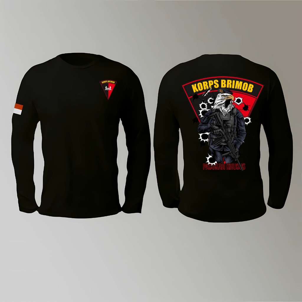KAOS LENGAN PANJANG KROPS BRIMOB WARNA HITAM