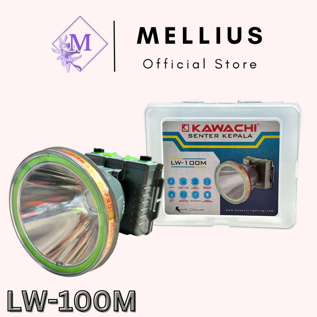 Kawachi Senter Kepala Selam Premium  100w 100 Watt Super LED Powerbank Super Terang LW-100M Waterpro