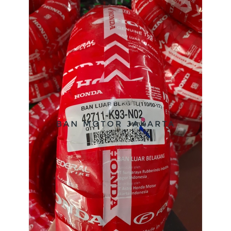 Ban Belakang Scoopy Donat Honda Federal 110/90-12 AHM Orisinil Ban Luar Belakang Tubeless Matic Scoo