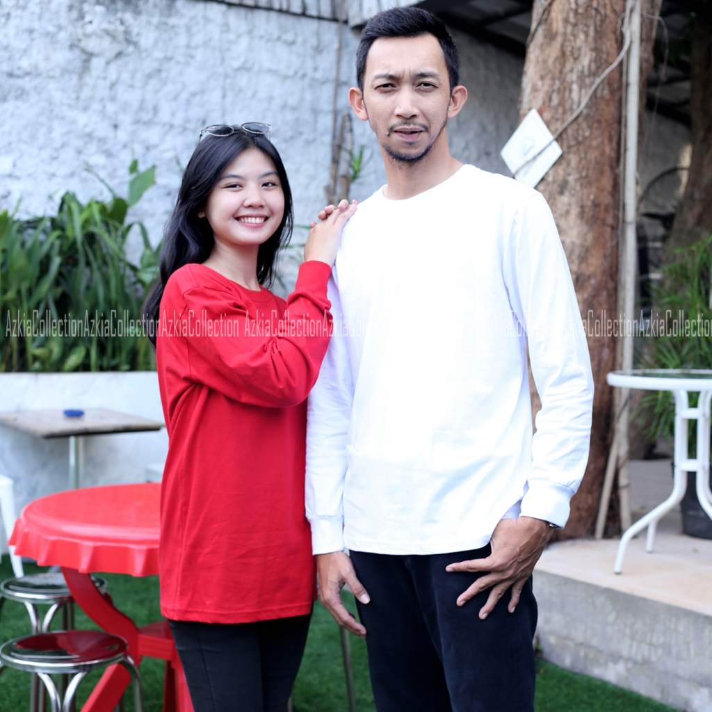 Kaos Polos Lengan Panjang Pria Wanita Premium 100% Katun 24s Ujung Lengan Pakai Rib Karet M L XL XXL