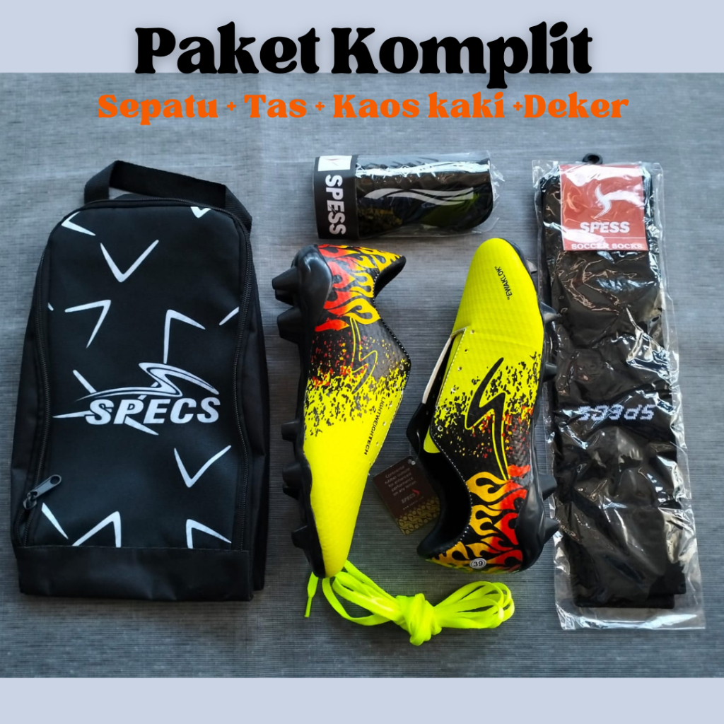PROMO TERBARU Promo  Sepatu Bola SPECS Ewaklok Grade ORI ( Paket komplit )