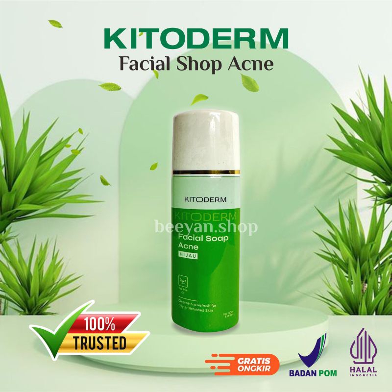 Kitoderm Facial Soap Acne Hijau |Sabun Jerawat |Sabun Acne | Sabun Pemutih