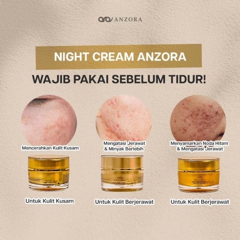 {ORI 100%} NIGHT CREAM ANZORA BPOM HALAL