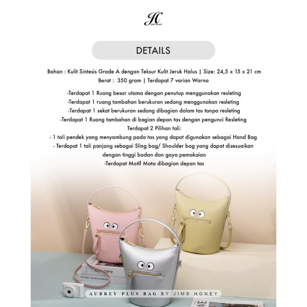 JIMS HONEY AUBREY BAG PLUS Tas Selempang Wanita Slingbag Cewek Jimshoney Trendy Elegan