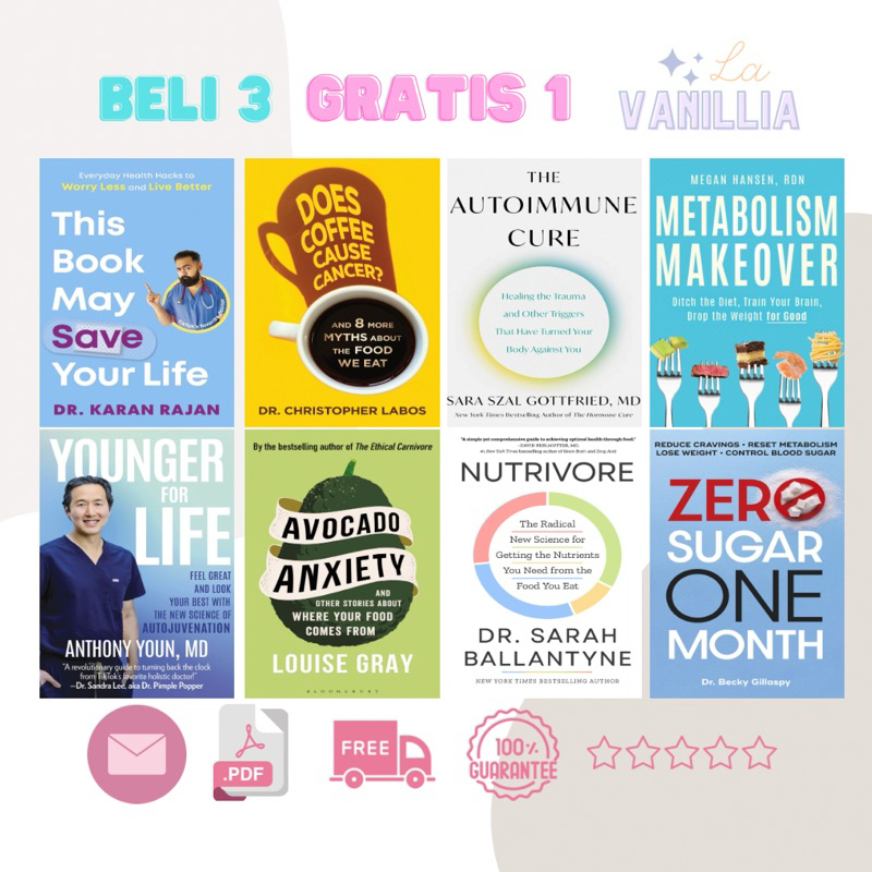 

This Book May Save Your Life Karan Rajan Younger Life Anthony Youn Does Coffee Cause Cancer Christopher Labos Avocado Anxiety Louise Gray Autoimmune Cure Sara Szal Nutrivore Ballantyne Metabolism Makeover Megan Hansen Zero Sugar One Month Becky Gillaspy