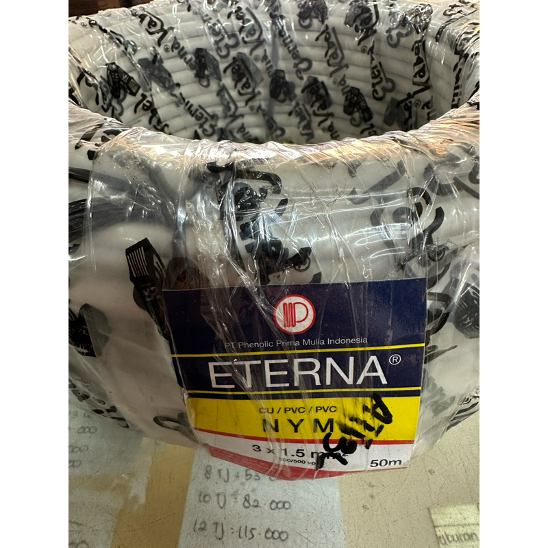 Kabel listrik eterna nym 3x1,5 3x1.5 3 x 1,5 mm 3 x 1.5 mm meter SNI LMK