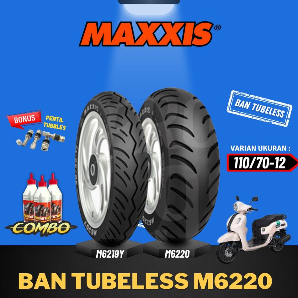 [READY COD] BAN MAXXIS M6220  / M 6220 BAN MAXXIS RING 12 110/70-12 / BAN MAXXIS FAZZIO TUBELESS BAN